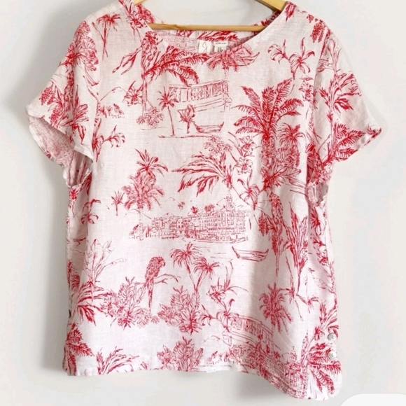 Joie Dresses & Skirts - Joie White and Red Linen Top